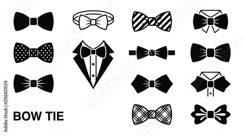 Canvastavla Elegant black and white bow tie vector illustration set showing various formal f
