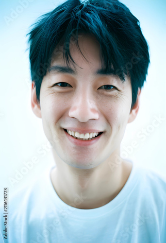 Smiling young asian man wit...