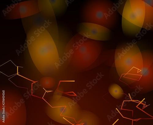Canvas Print Abstract background, with glowing orange, orbs and angular, geometric lines