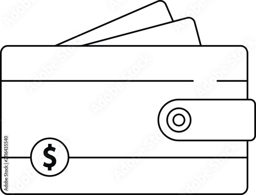 Digital Wallet Outline Icon for Payment and Finance