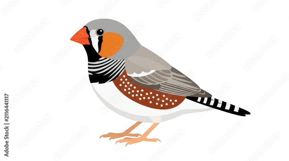 Obraz premium Illustration of a male zebra finch bird isolated on transparent background