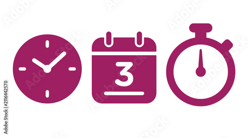 Collection of time management and scheduling icons with calendar stopwatch schedule management deadline planning business organization productivity counting interface