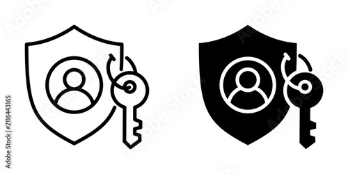 Line and glyph style collection icon of Permission Control