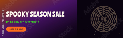 Фотография Halloween sale banner with spooky web design