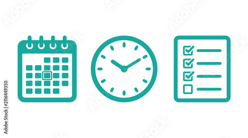 Project management icon set featuring calendar time management and task list calendar checklist schedule business planning management deadline organizer productivity