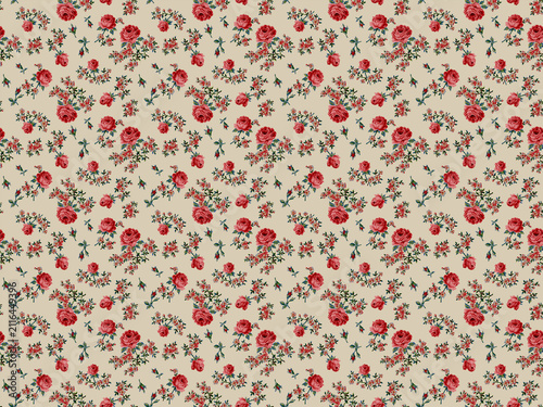 seamless pattern with red flowers