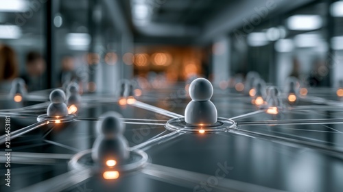 Abstract concept of social connection with digital human icons and network links