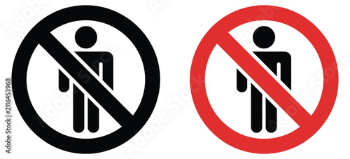 Cuadro en lienzo No entry person sign, prohibited access symbol depicting restricted area and no pedestrian entry, safety warning icon for access control design