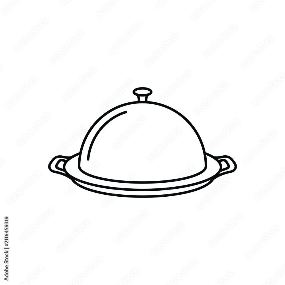 Fototapeta premium A minimalist line drawing of a covered serving dish with handles, perfect for food service and restaurant branding