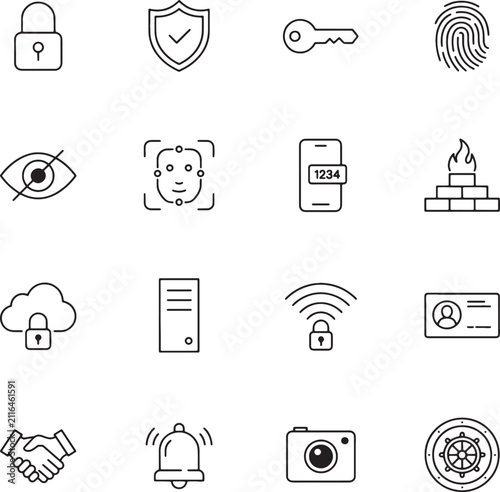 Flat security and authentication icons set