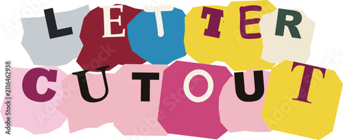 Colorful Newspaper Cutout Alphabet Ransom Note Typography Vector Illustration