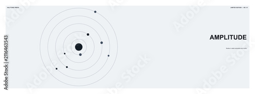 Konstfotografi Abstract scientific diagram featuring concentric circular orbital patterns and c