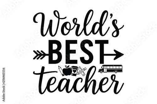 School supplies and bus vector illustration with handwritten typography on white background