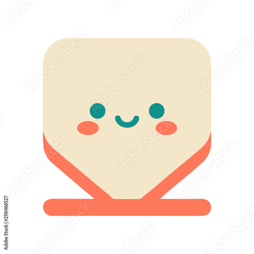 Cute Kawaii Coffee Filter Character with Smiling Face, Isolated on White Background