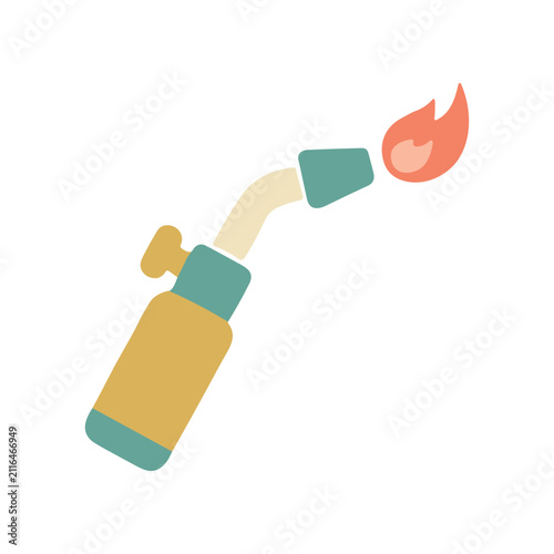 Foto Illustration of a blowtorch with a flame, isolated on white background