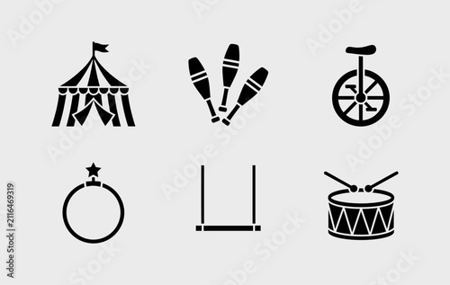 Cuadro en lienzo Circus Entertainment Performance Icon Set Vector Graphic Design Studio