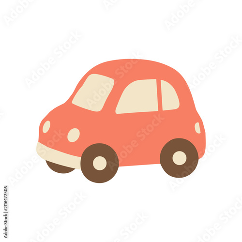 Cute cartoon red car illustration, simple and charming vehicle design