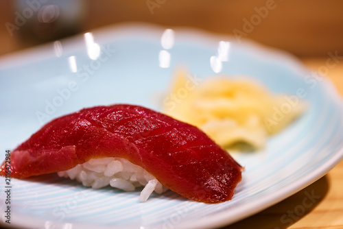 фотографія Fresh Tuna Nigiri Sushi with Pickled Ginger