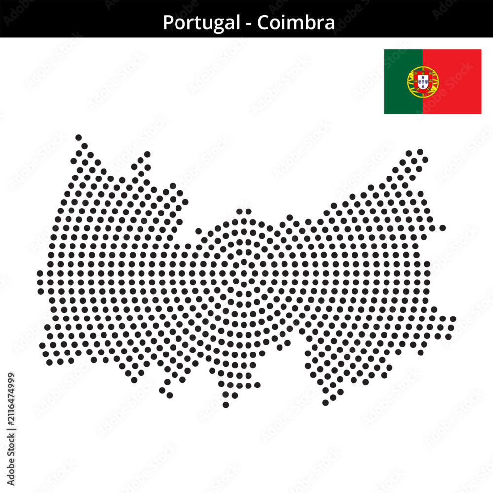 Obraz premium Map of Portugal region Coimbra in concentric medium dots