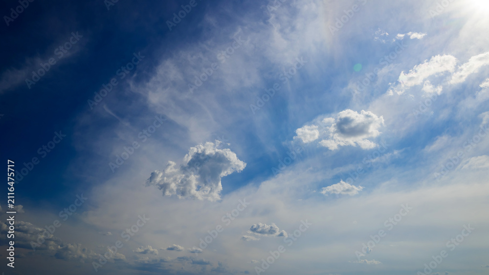Fototapeta premium sunlight and white clouds in a spacious blue sky