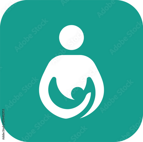 Mother holding baby icon family care symbol parent love motherhood.