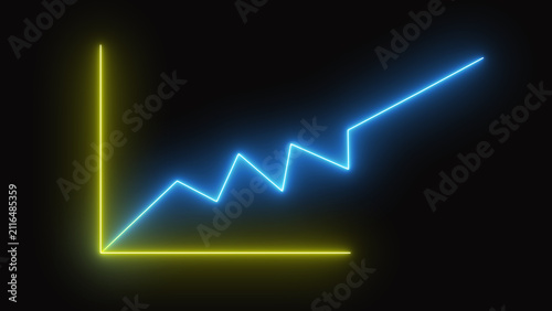Cuadro en lienzo Data chart matrices map out blue and yellow line graph fluctuations to determine corporate growth limits