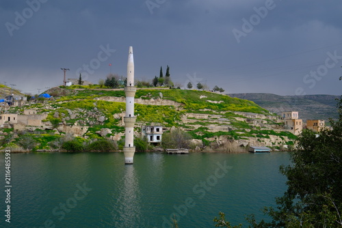 submerged minaret, city left underwater, Nizip Erenköy
