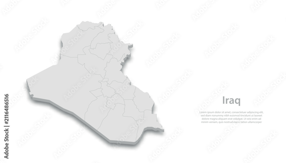 Fototapeta premium Iraq Country Map Isometric Vector Illustration