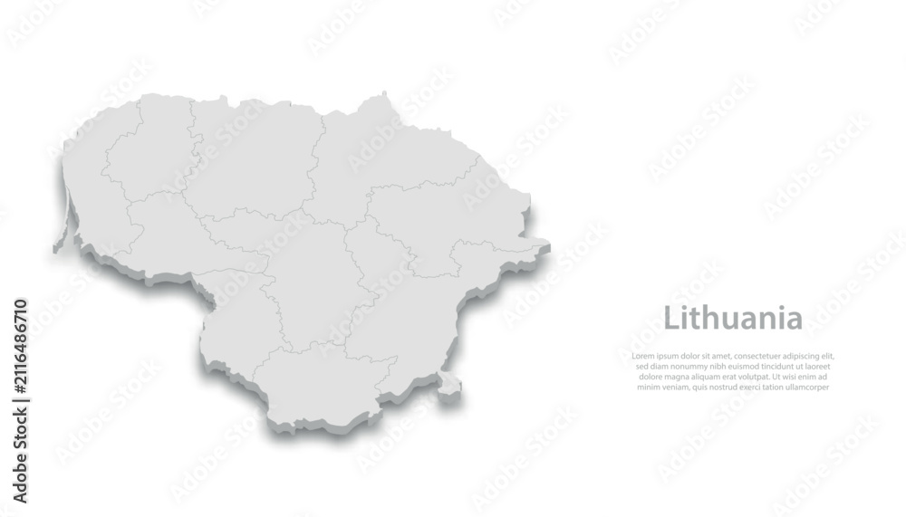 Fototapeta premium Lithuania Country Map 3D Vector Illustration