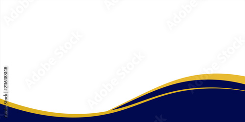 Elegant Dark Blue Curved Shapes on White Background with Golden Accent