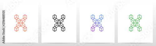 Cube Block Patched Outlines Strokes Geometric Letter Initial Logo Design X