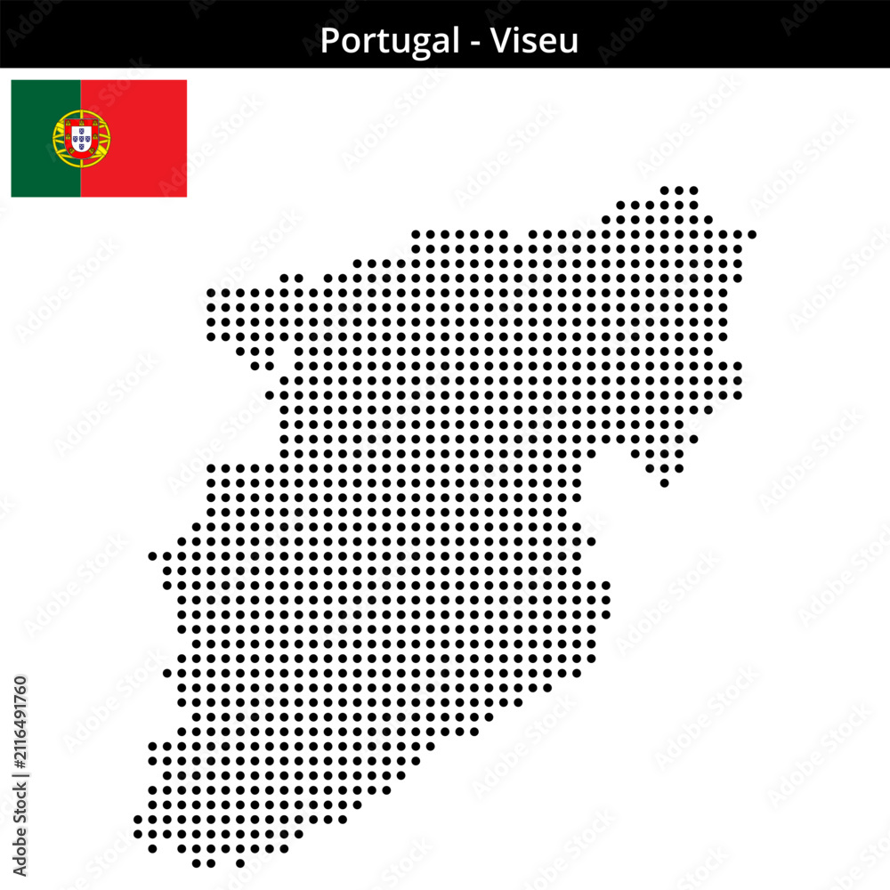 Obraz premium Map of Portugal region Viseu in medium size dots