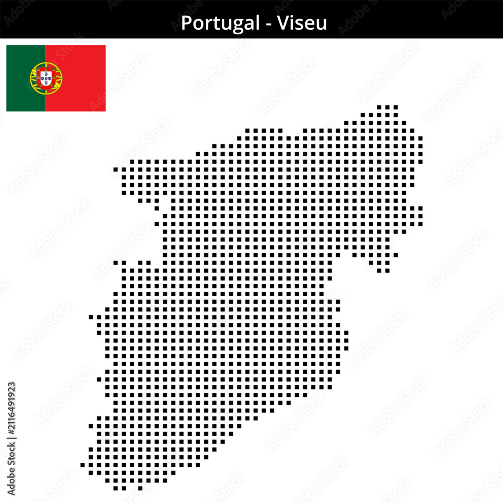 Obraz premium Map of Portugal region Viseu in medium size square dots