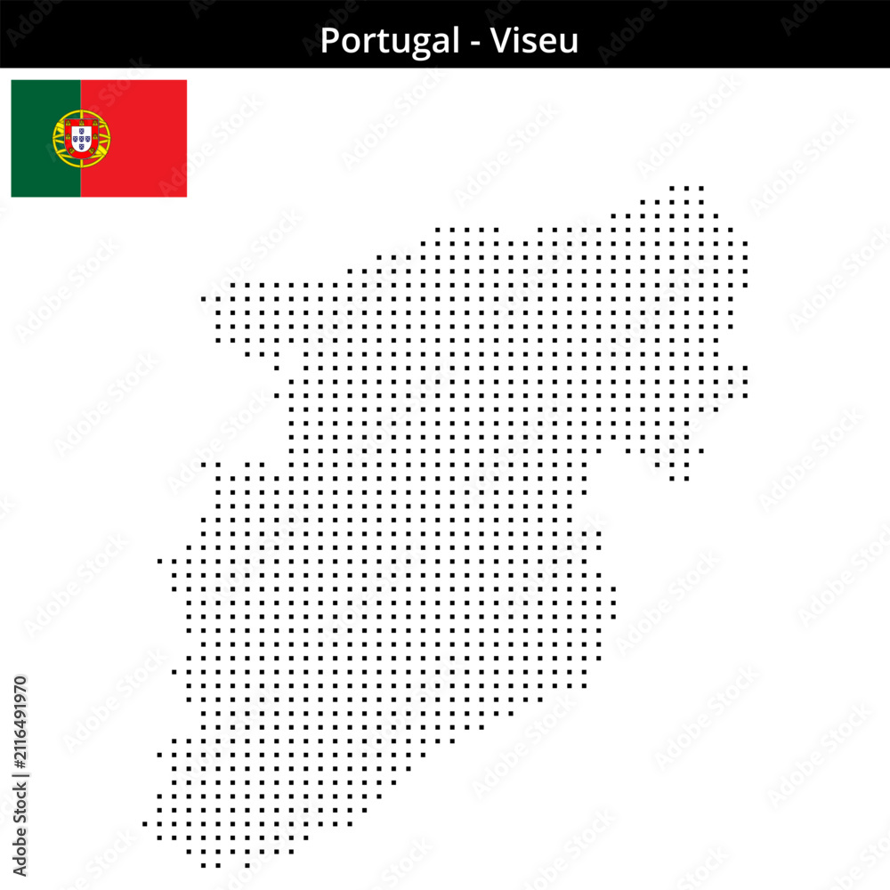 Fototapeta premium Map of Portugal region Viseu in small size square dots