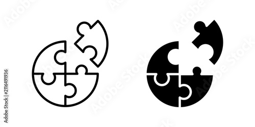 Puzzle Icon set, Symbol isolated white background. vector illustration. color editable.