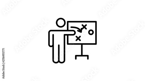 Strategy and route information animated icon for plan, goal, roadmap, workflow, tactics, achievement, progress successful business animation symbol. 4K motion graphics video with alpha channel