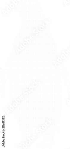 A minimalist silhouette of a penguin standing, created from a fine grid of small grey dots on a clean white background, for simple