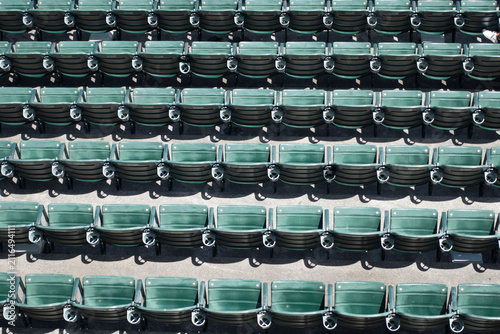 Empty Major League Baseball Stadium Seats with Baseball Field in Background