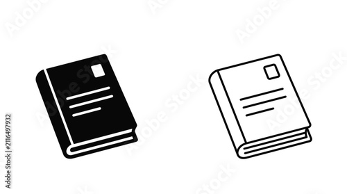 Fotografie Book Silhouette Icons Black And White Linear Style