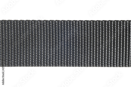 Durable black synthetic woven strap texture closeup industrial webbing