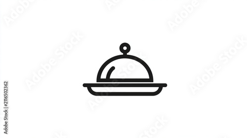 Icon of a service cloche on a plate line art graphic with restaurant.