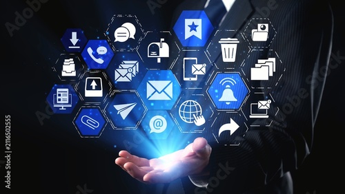 Cuadro en lienzo Email icons show digital communication, email service, and inbox management