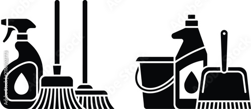 Cleaning supplies and housekeeping vector illustration