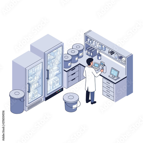 Scientist working in a modern laboratory setting.