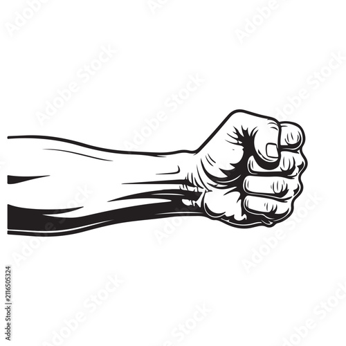 Clenched fist and forearm vector illustration in comic book style for power strength and protest