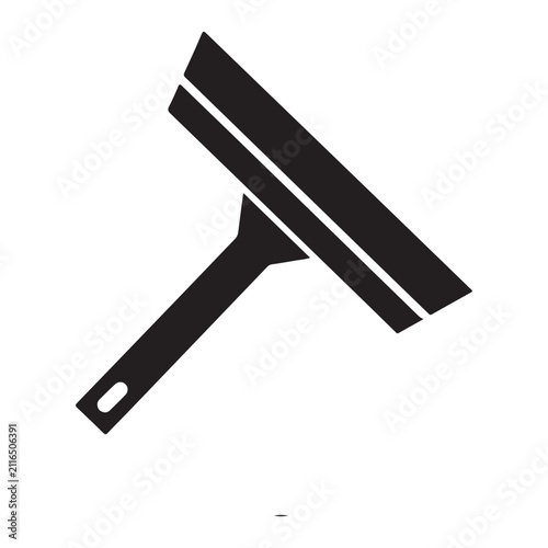Black squeegee vector icon for window cleaning and glass maintenance service