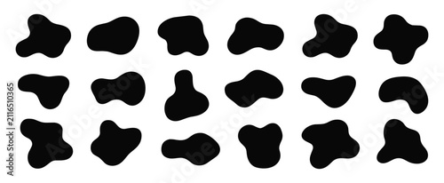 Quadro su tela A comprehensive set of abstract organic liquid blobs and fluid vector shapes fea