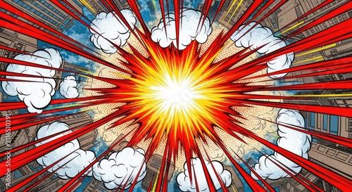 Blue and Orange Explosion Burst with Particles