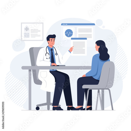 Doctor And Patient Consultation Discussing Medical Information Healthcare Appointment