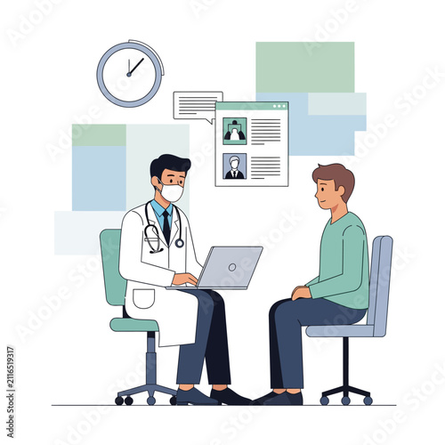 Doctor And Patient Consultation Discussing Medical Care Using Laptop